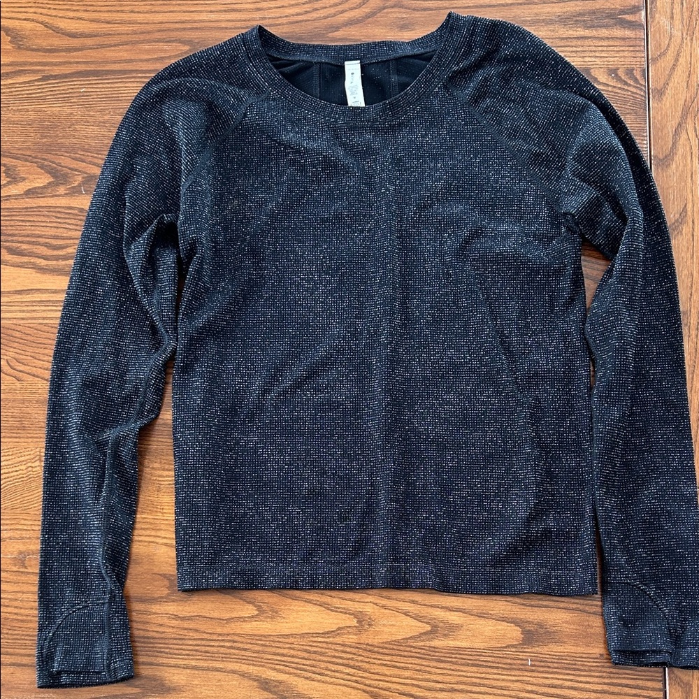 Athleta Black Sparkle Long Sleeve Top